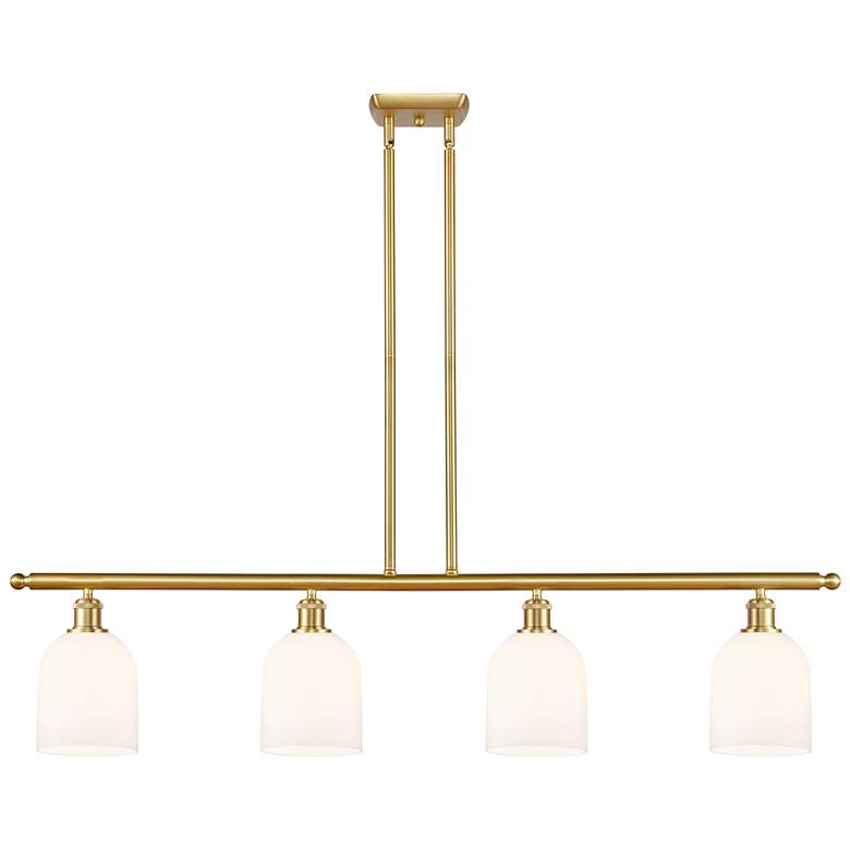 Image 1 Ballston Bella 48"W 4-Light Gold Stem Island Light w/ Gloss White Shad