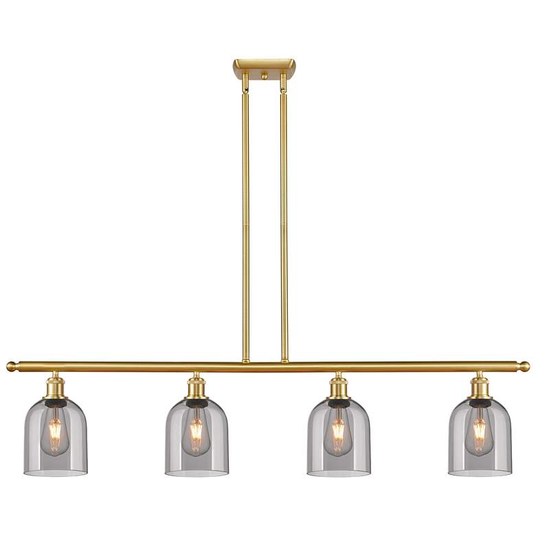Image 1 Ballston Bella 48"W 4-Light Gold Stem Island Light w/ Smoke Shade