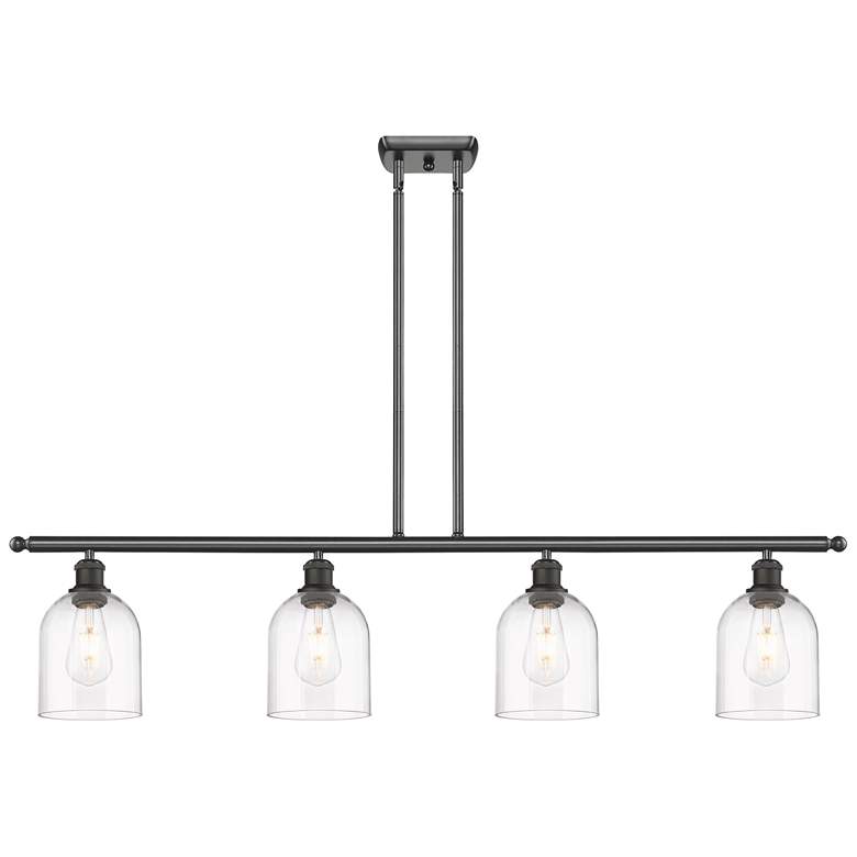 Image 1 Ballston Bella 48"W 4-Light Oiled Bronze Stem Island Light w/ Clear Sh