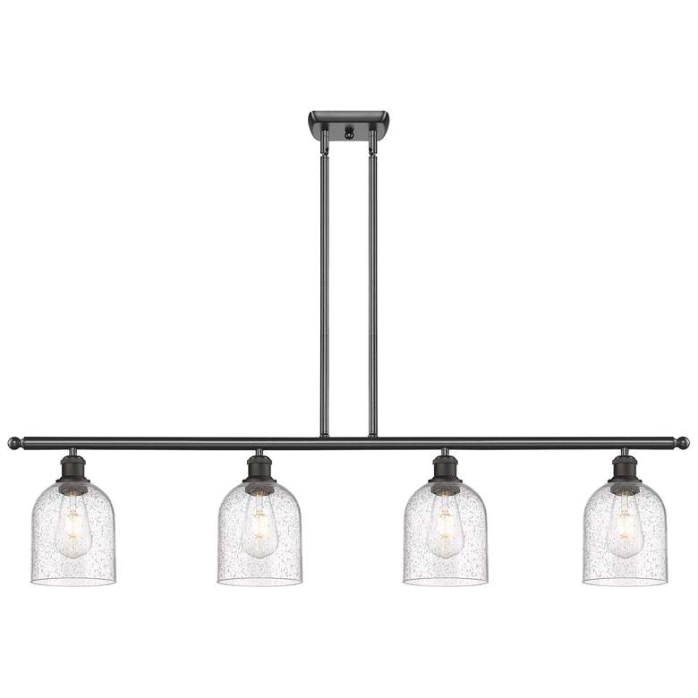 Image 1 Ballston Bella 48"W 4-Light Oiled Bronze Stem Island Light w/ Seedy Sh
