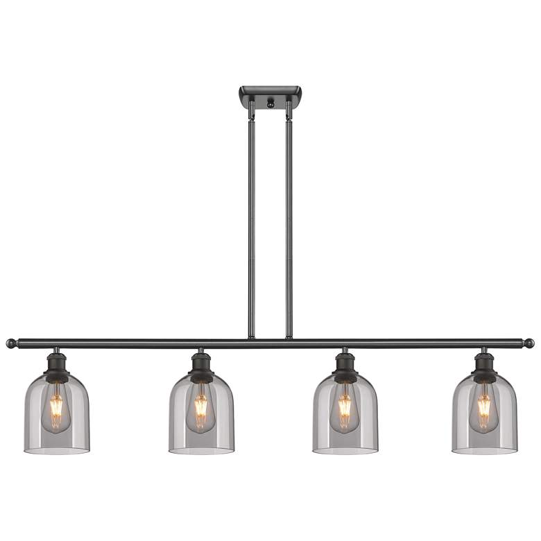 Image 1 Ballston Bella 48"W 4-Light Oiled Bronze Stem Island Light w/ Smoke Sh
