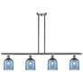 Ballston Bella 48"W 4-Light Satin Nickel Stem Island Light w/ Blue Sha