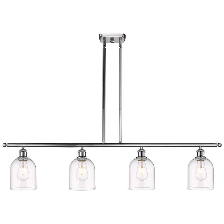 Image 1 Ballston Bella 48"W 4-Light Satin Nickel Stem Island Light w/ Clear Sh