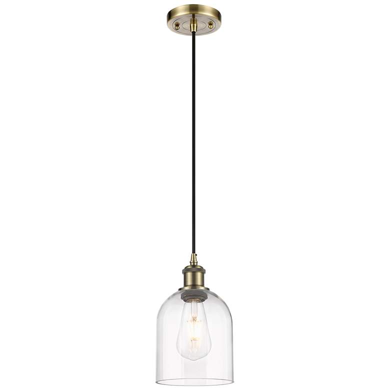 Image 1 Ballston Bella 5.5" Wide Antique Brass Corded Mini Pendant w/ Clear Sh