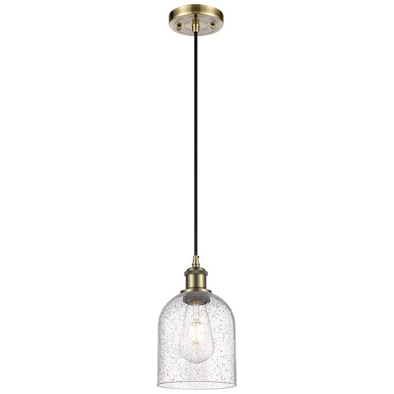 Image 1 Ballston Bella 5.5" Wide Antique Brass Corded Mini Pendant w/ Seedy Sh