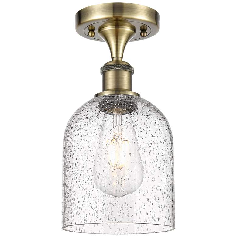 Image 1 Ballston Bella 5.5" Wide Antique Brass Semi-Flush Mount With Seedy Sha