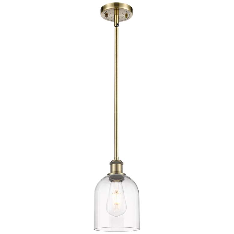 Image 1 Ballston Bella 5.5" Wide Antique Brass Stemmed Mini Pendant w/ Clear S