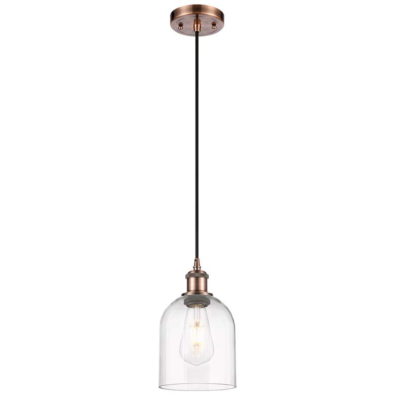 Image 1 Ballston Bella 5.5" Wide Antique Copper Corded Mini Pendant w/ Clear S