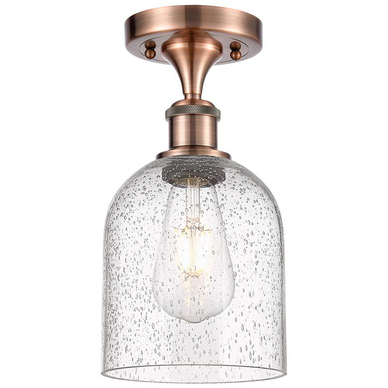 Image 1 Ballston Bella 5.5" Wide Antique Copper Semi-Flush Mount With Seedy Sh