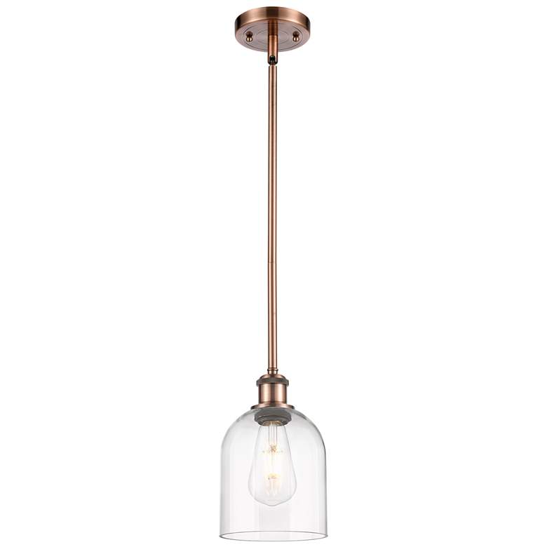 Image 1 Ballston Bella 5.5" Wide Antique Copper Stemmed Mini Pendant w/ Clear