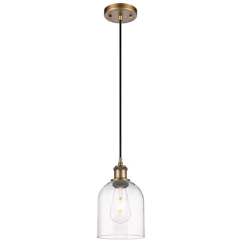 Image 1 Ballston Bella 5.5" Wide Brushed Brass Corded Mini Pendant w/ Clear Sh