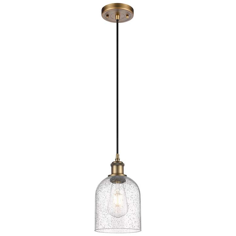Image 1 Ballston Bella 5.5" Wide Brushed Brass Corded Mini Pendant w/ Seedy Sh