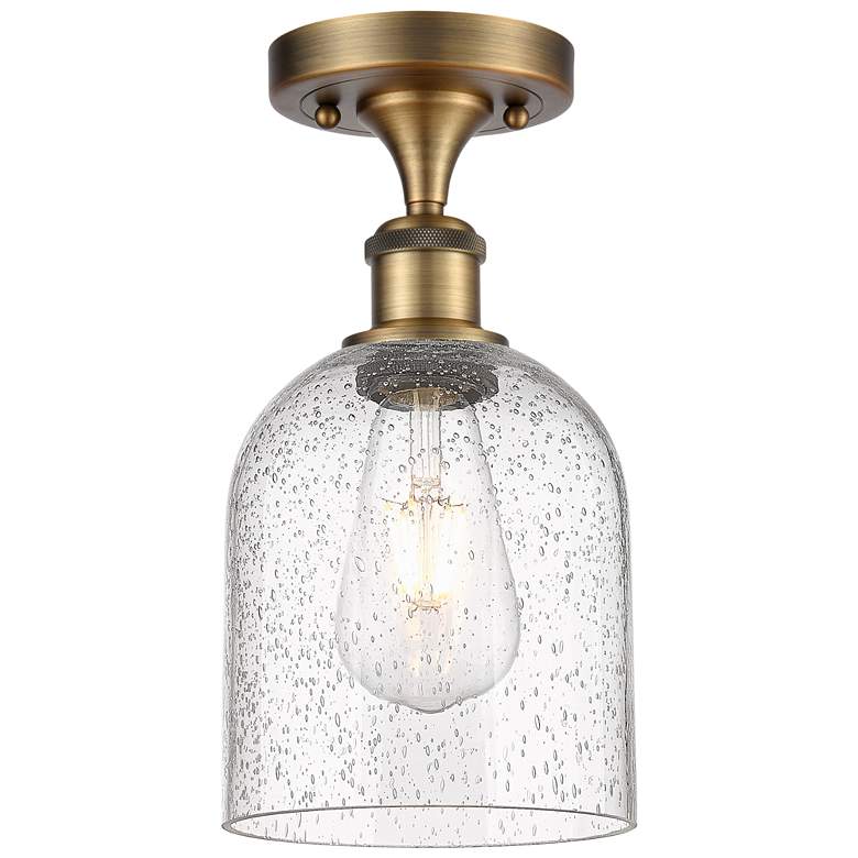 Image 1 Ballston Bella 5.5" Wide Brushed Brass Semi-Flush Mount With Seedy Sha