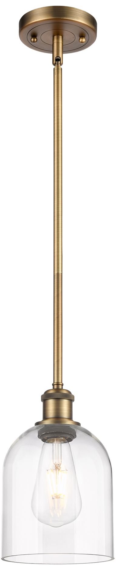 Ballston Bella 5.5" Wide Brushed Brass Stemmed Mini Pendant w/ Clear S