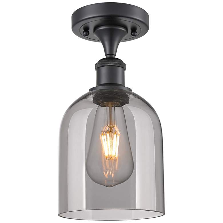 Image 1 Ballston Bella 5.5" Wide Matte Black Semi-Flush Mount w/ Light Smoke S