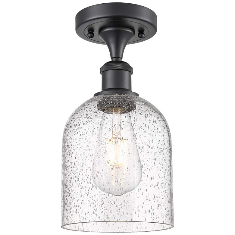 Image 1 Ballston Bella 5.5" Wide Matte Black Semi-Flush Mount With Seedy Shade
