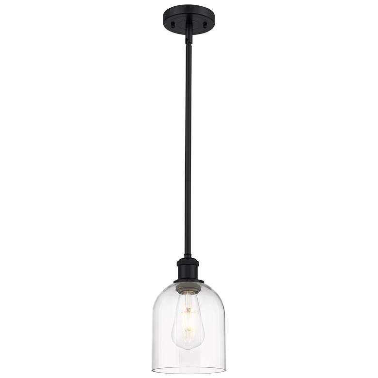 Image 1 Ballston Bella 5.5" Wide Matte Black Stem Hung Mini Pendant w/ Clear S