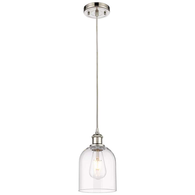Image 1 Ballston Bella 5.5" Wide Polished Nickel Corded Mini Pendant w/ Clear