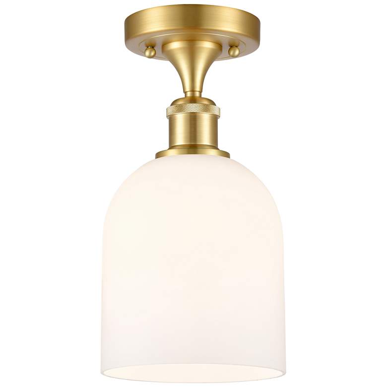 Image 1 Ballston Bella 5.5" Wide Satin Gold Semi-Flush Mount w/ Glossy White S