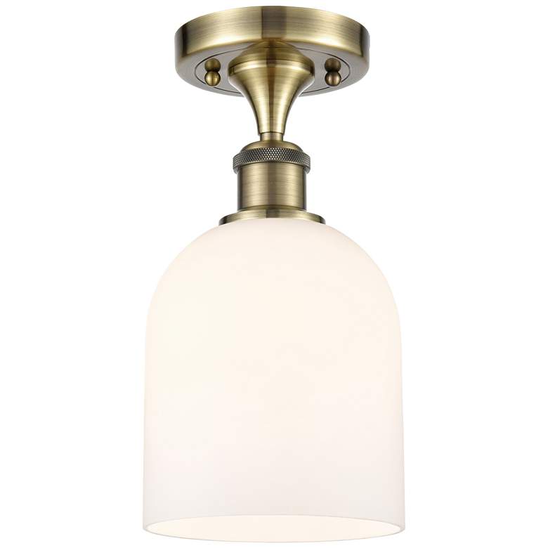 Image 1 Ballston Bella 5.5"W Antique Brass Semi-Flush Mount w/ Glossy White Sh