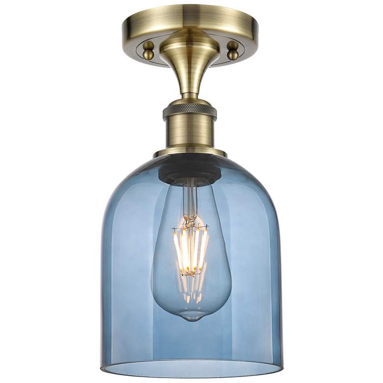 Image 1 Ballston Bella 5.5"W Antique Brass Semi-Flush Mount w/ Princess Blue S