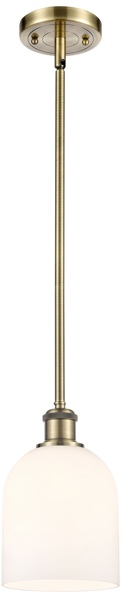 Ballston Bella 5.5"W Antique Brass Stem Mini Pendant w/ Gloss White Sh