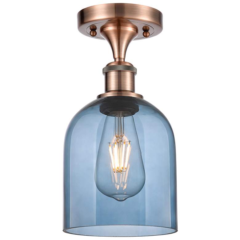 Image 1 Ballston Bella 5.5"W Antique Copper Semi-Flush Mount w/ Princess Blue