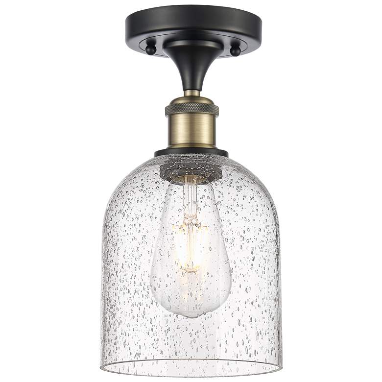 Image 1 Ballston Bella 5.5"W Black Antique Brass Semi-Flush Mount w/ Seedy Sha