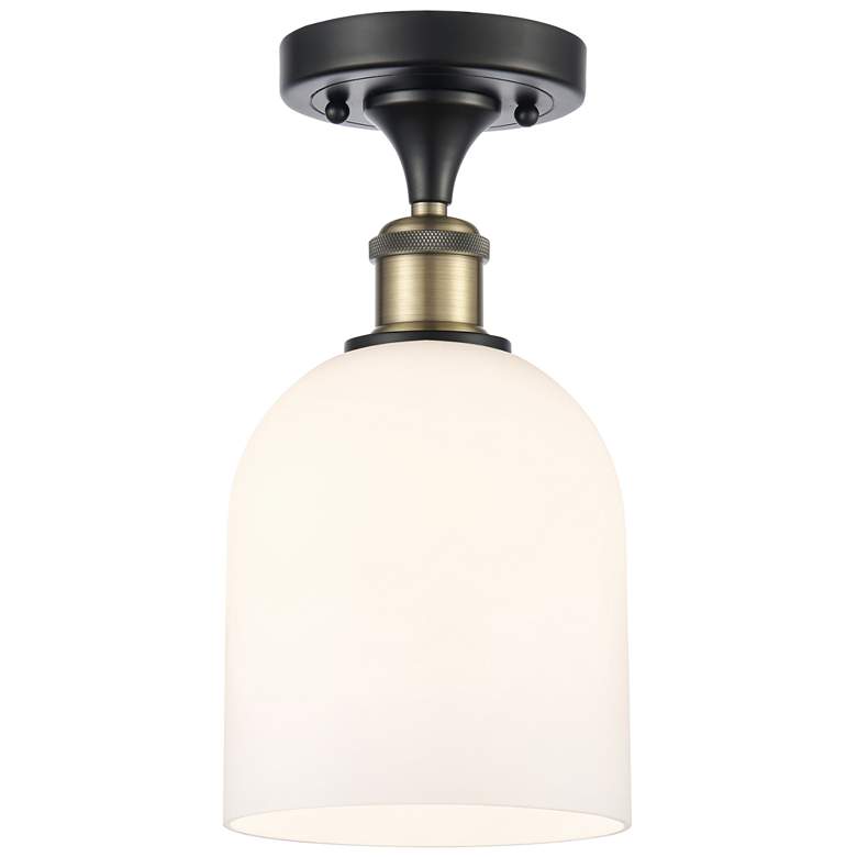 Image 1 Ballston Bella 5.5"W Black Antique Brass Semi-Flush w/ Glossy White Sh