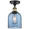Ballston Bella 5.5"W Black Antique Brass Semi-Flush w/ Princess Blue S