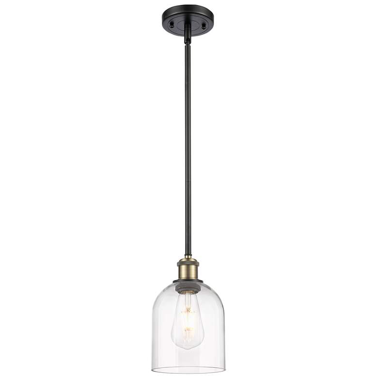 Image 1 Ballston Bella 5.5"W Black Brass Stemmed Mini Pendant w/ Clear Shade