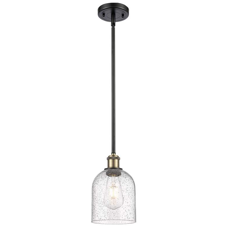 Image 1 Ballston Bella 5.5"W Black Brass Stemmed Mini Pendant w/ Seedy Shade
