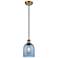 Ballston Bella 5.5"W Brushed Brass Corded Mini Pendant w/ Blue Shade