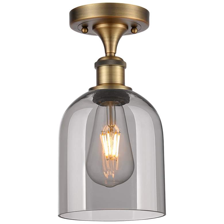 Image 1 Ballston Bella 5.5"W Brushed Brass Semi-Flush Mount w/ Light Smoke Sha