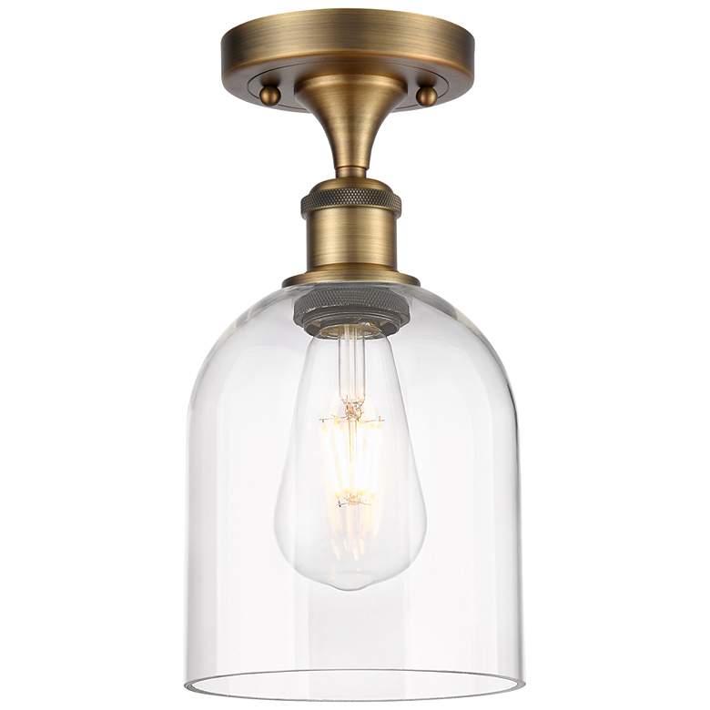 Image 1 Ballston Bella 5.5"W Brushed Brass Semi-Flush w/ Clear Deco Swirl Shad