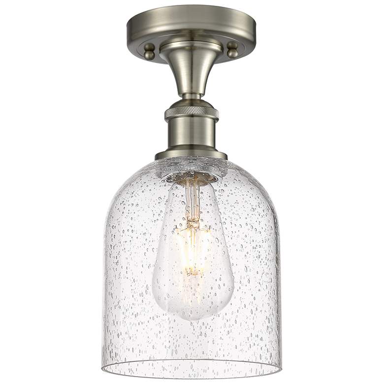 Image 1 Ballston Bella 5.5"W Brushed Satin Nickel Semi-Flush Mount w/ Seedy Sh