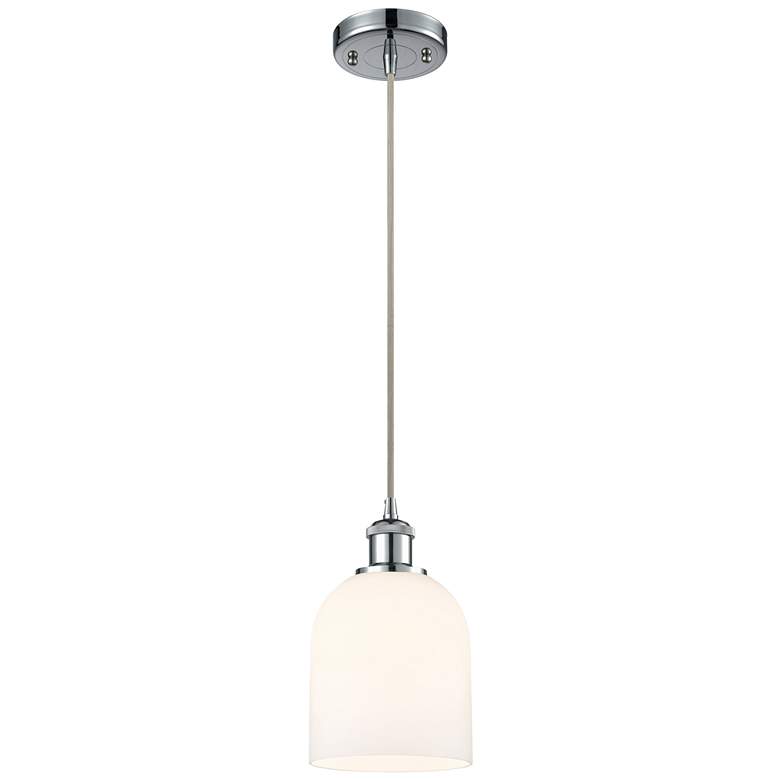 Image 1 Ballston Bella 5.5"W Chrome Corded Mini Pendant w/ Glossy White Shade