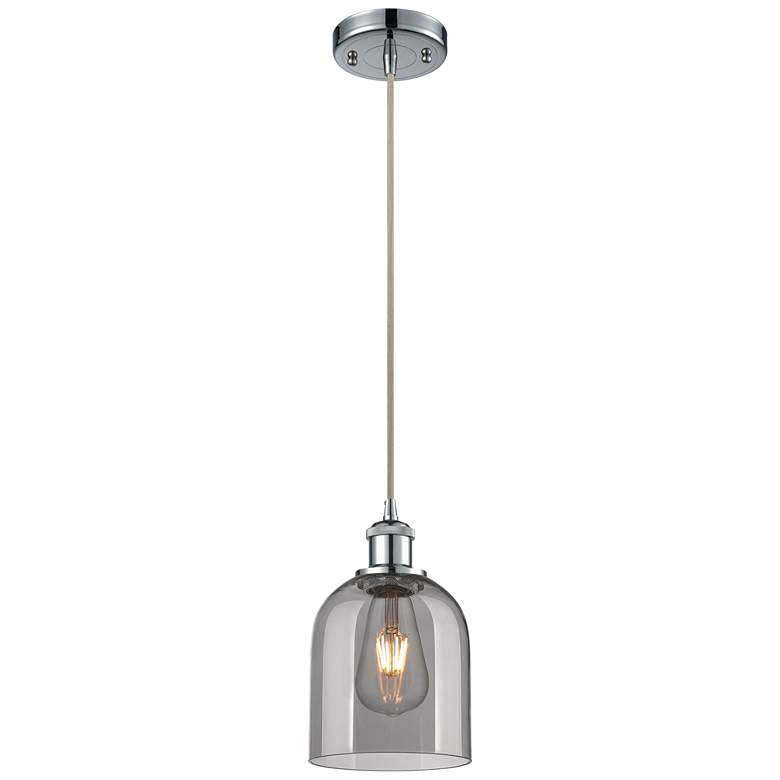 Image 1 Ballston Bella 5.5"W Chrome Corded Mini Pendant w/ Light Smoke Shade