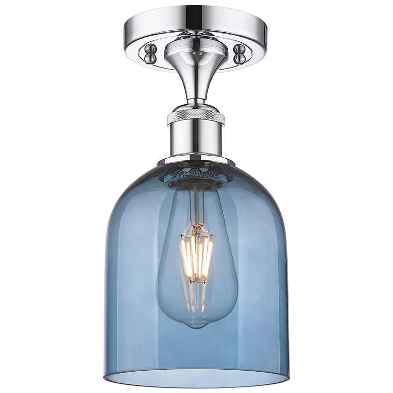 Image 1 Ballston Bella 5.5"W Chrome Semi-Flush Mount w/ Princess Blue Shade
