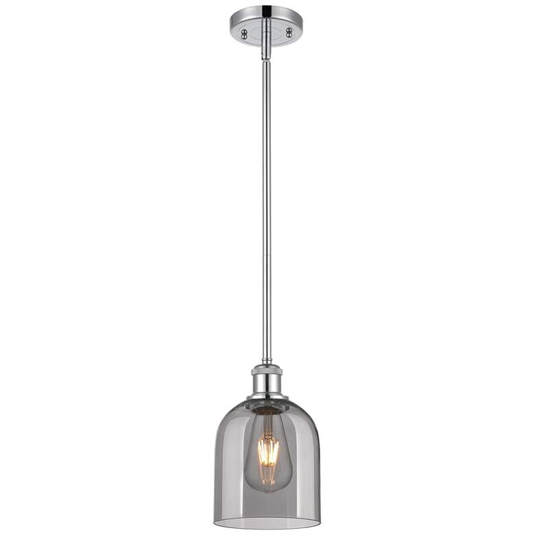 Image 1 Ballston Bella 5.5"W Chrome Stemmed Mini Pendant w/ Light Smoke Shade