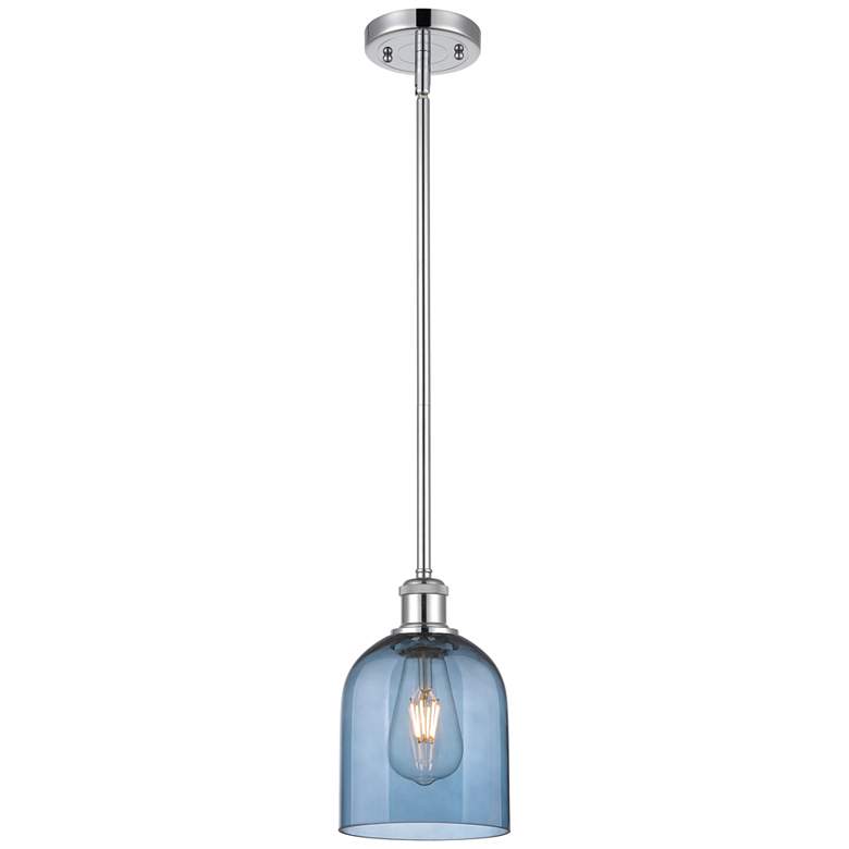 Image 1 Ballston Bella 5.5"W Chrome Stemmed Mini Pendant w/ Princess Blue Shad