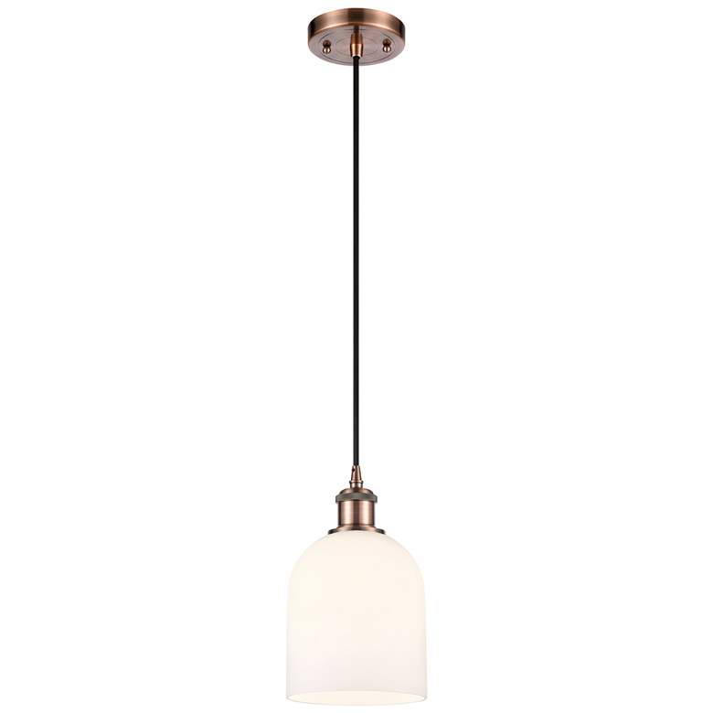 Image 1 Ballston Bella 5.5"W Copper Corded Mini Pendant w/ Glossy White Shade