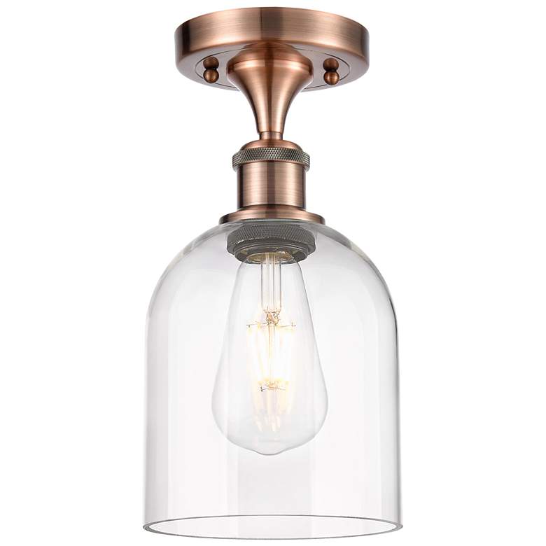 Image 1 Ballston Bella 5.5"W Copper Semi-Flush Mount w/ Clear Deco Swirl Shade