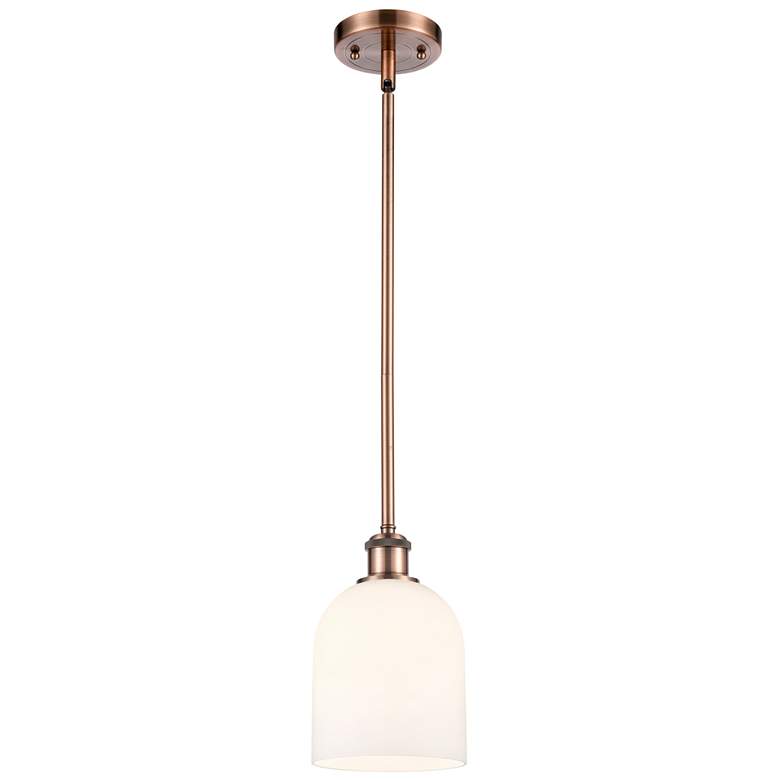 Image 1 Ballston Bella 5.5"W Copper Stemmed Mini Pendant w/ Glossy White Shade