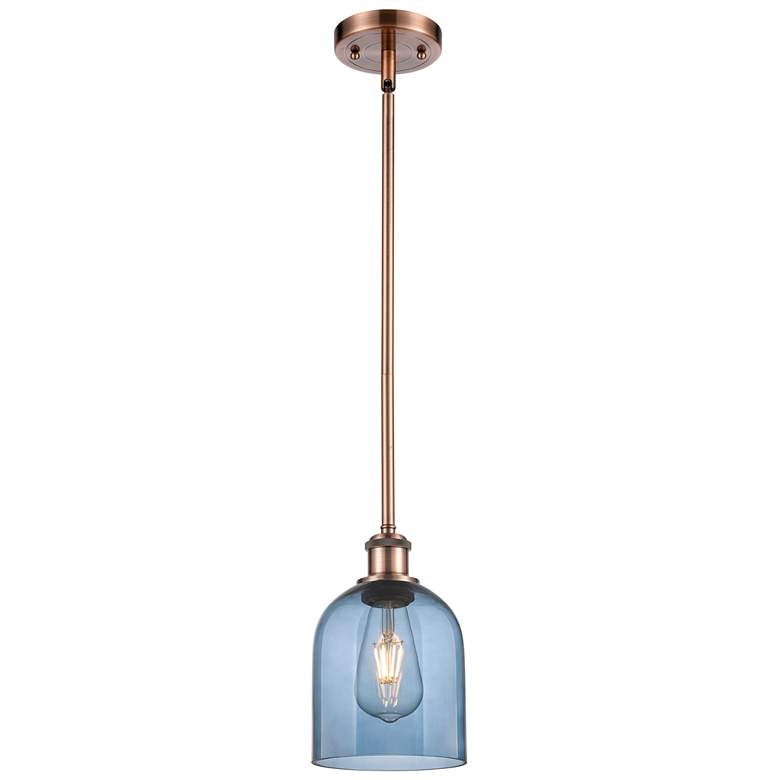 Image 1 Ballston Bella 5.5"W Copper Stemmed Mini Pendant w/ Princess Blue Shad
