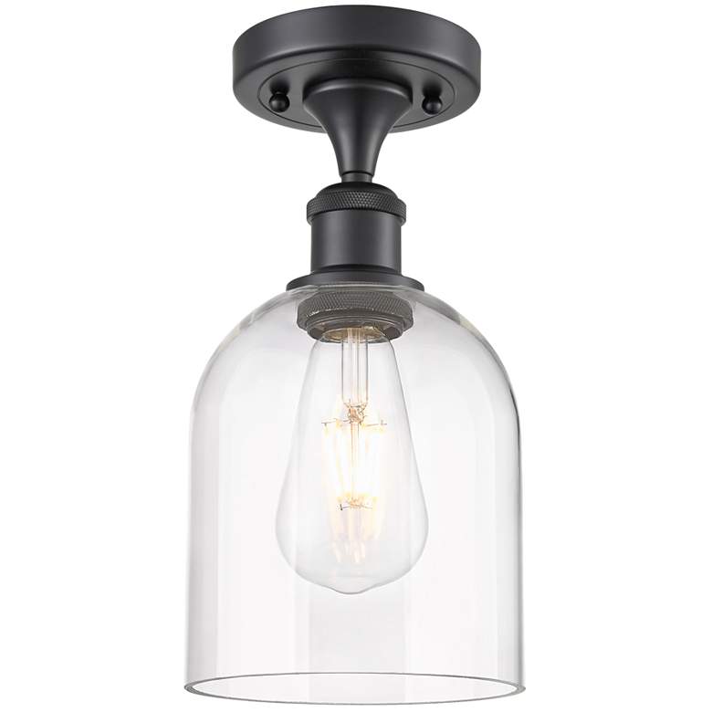 Image 1 Ballston Bella 5.5"W Matte Black Semi-Flush Mount w/ Clear Deco Swirl