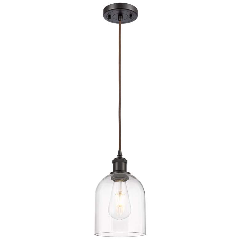 Image 1 Ballston Bella 5.5"W Oil Rubbed Bronze Corded Mini Pendant w/ Clear Sh