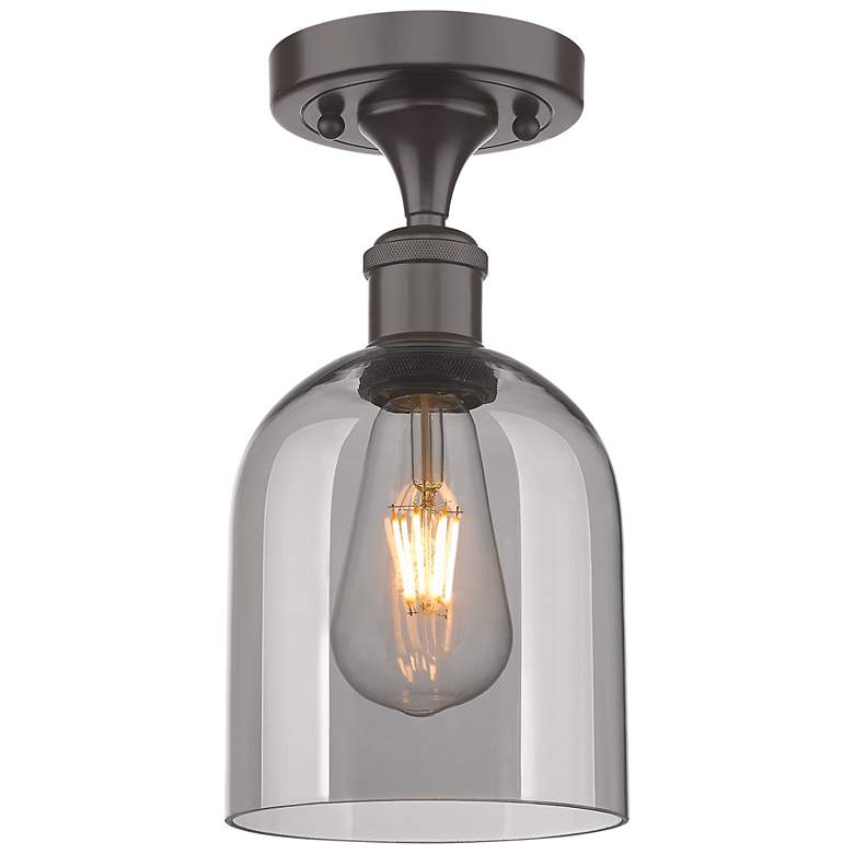 Image 1 Ballston Bella 5.5"W Oiled Bronze Semi-Flush Mount w/ Light Smoke Shad