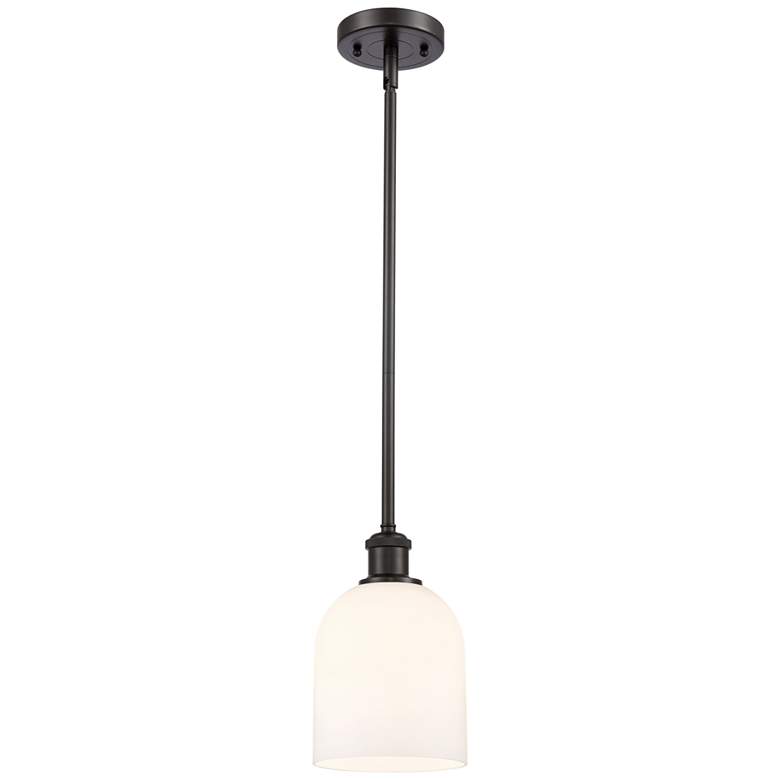 Image 1 Ballston Bella 5.5"W Oiled Bronze Stemmed Mini Pendant w/ Gloss White