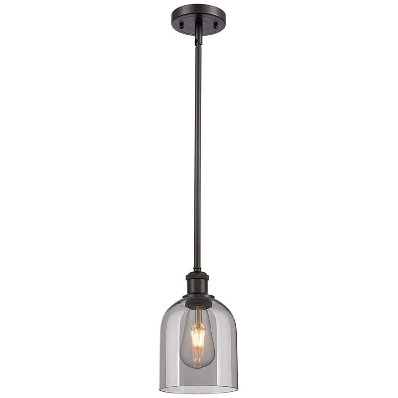 Image 1 Ballston Bella 5.5"W Oiled Bronze Stemmed Mini Pendant w/ Light Smoke